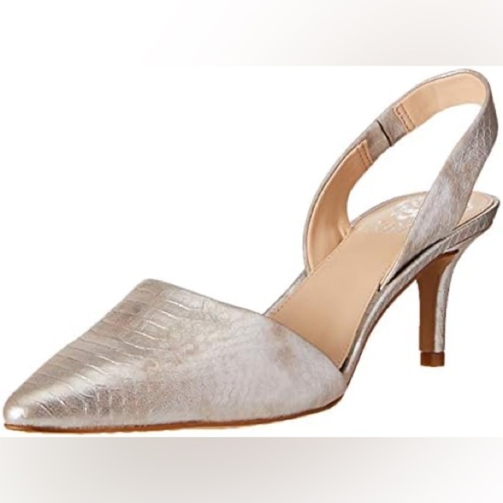 Vince Camuto Women’s Slingback Kitten Heel Silver Size 9